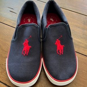 POLO Ralph Lauren navy slip ons size 3